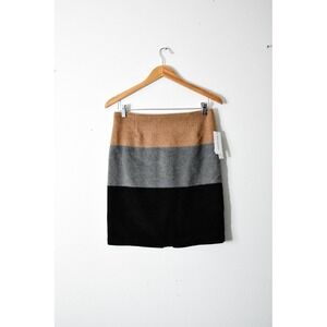 Amanda + Chelsea Pencil Skirt Women Small Camel Grey Black Color Block NEW